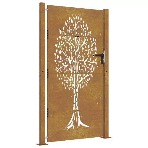  rozsdaszínű famintás corten acél kerti kapu 105 x 205 cm