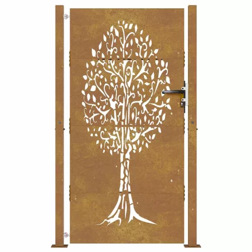  rozsdaszínű famintás corten acél kerti kapu 105 x 205 cm