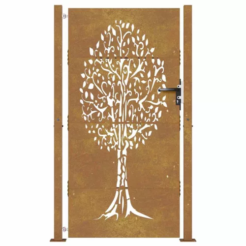  rozsdaszínű famintás corten acél kerti kapu 105 x 205 cm