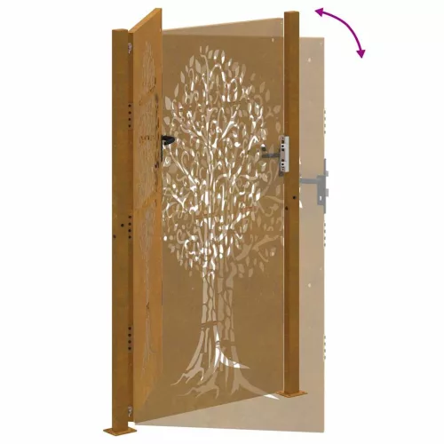  rozsdaszínű famintás corten acél kerti kapu 105 x 205 cm