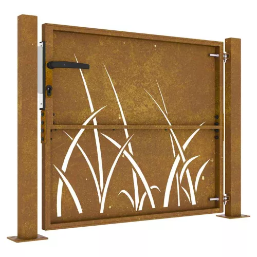  fűmintás corten acél kerti kapu 105 x 80 cm