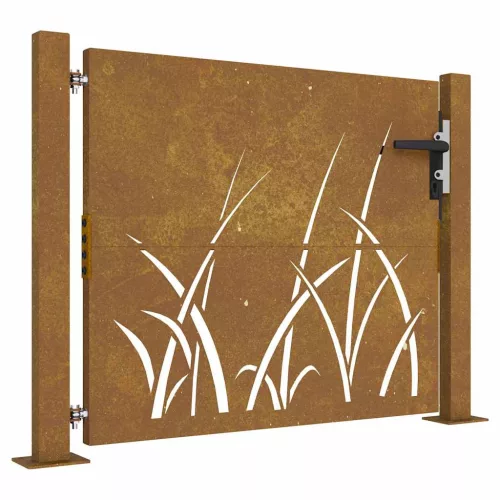 fűmintás corten acél kerti kapu 105 x 105 cm