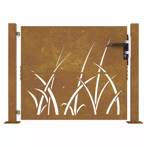  fűmintás corten acél kerti kapu 105 x 105 cm
