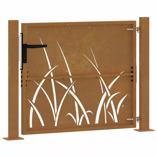  fűmintás corten acél kerti kapu 105 x 105 cm