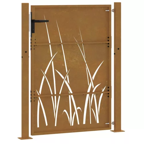  fűmintás corten acél kerti kapu 105 x 130 cm
