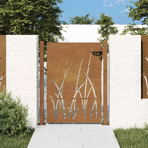  Corten acél kerti kapu 100x150 cm, fűmintás