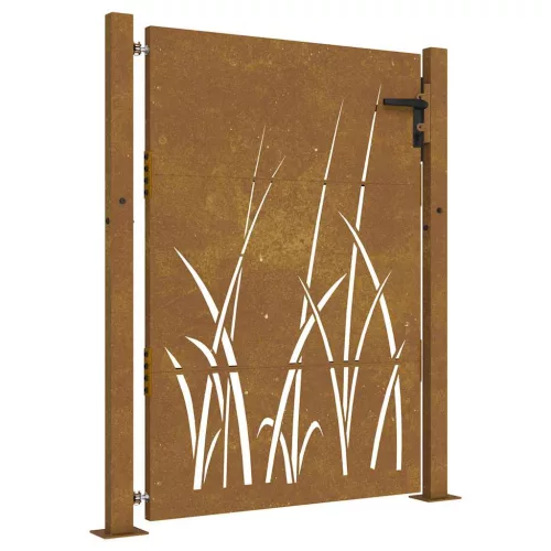  Corten acél kerti kapu 100x150 cm, fűmintás