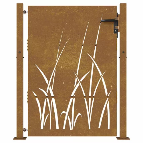  Corten acél kerti kapu 100x150 cm, fűmintás