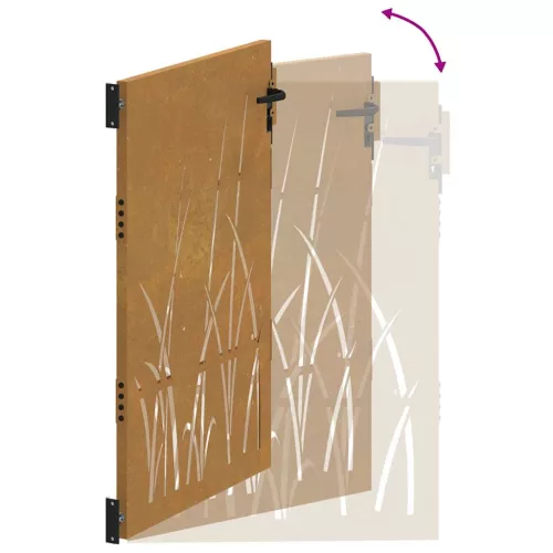  Corten acél kerti kapu 100x150 cm, fűmintás