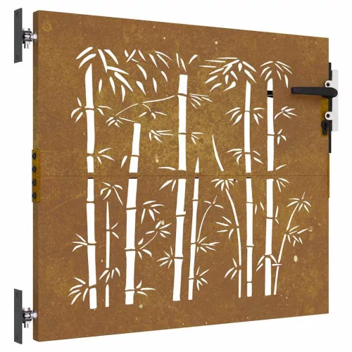  bambuszmintás corten acél kerti kapu 85 x 75 cm