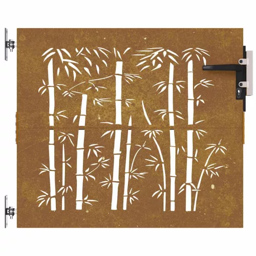  bambuszmintás corten acél kerti kapu 85 x 75 cm