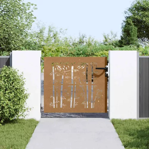  bambuszmintás corten acél kerti kapu 85 x 100 cm