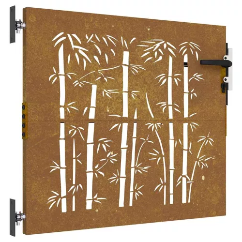  bambuszmintás corten acél kerti kapu 85 x 100 cm
