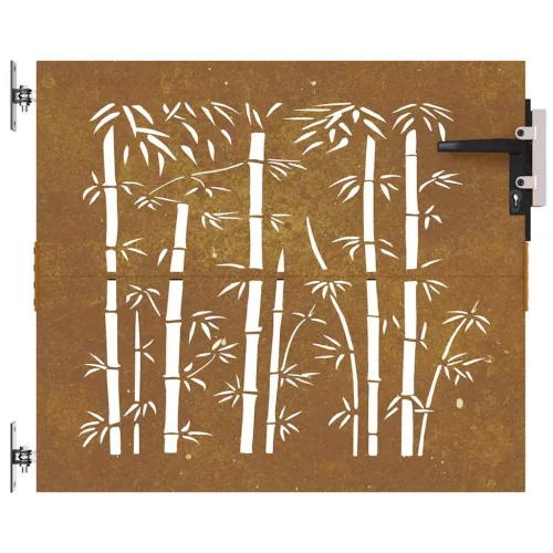  bambuszmintás corten acél kerti kapu 85 x 100 cm