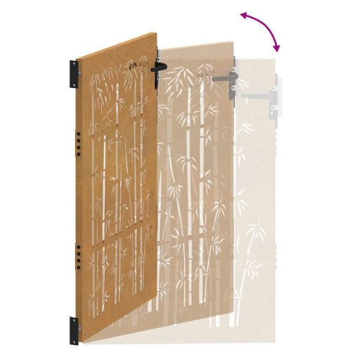  bambuszmintás corten acél kerti kapu 85 x 125 cm