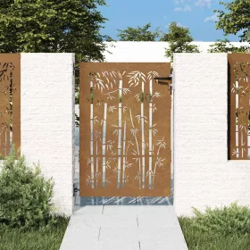  bambuszmintás corten acél kerti kapu 85 x 150 cm