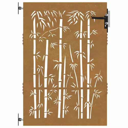  bambuszmintás corten acél kerti kapu 85 x 150 cm
