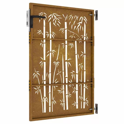  bambuszmintás corten acél kerti kapu 85 x 150 cm