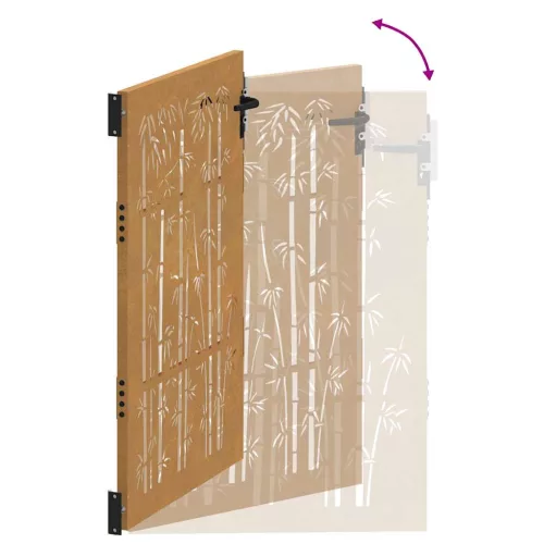  bambuszmintás corten acél kerti kapu 85 x 150 cm