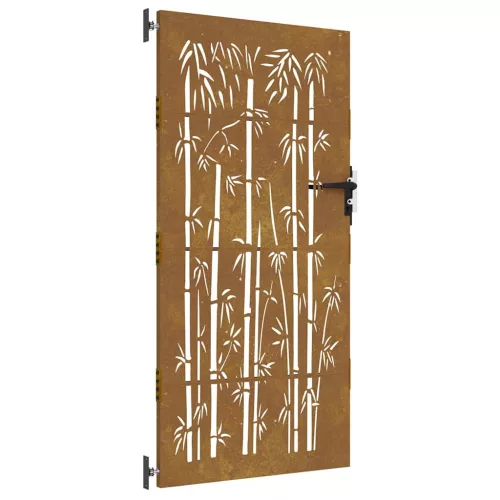  bambuszmintás corten acél kerti kapu 85 x 175 cm