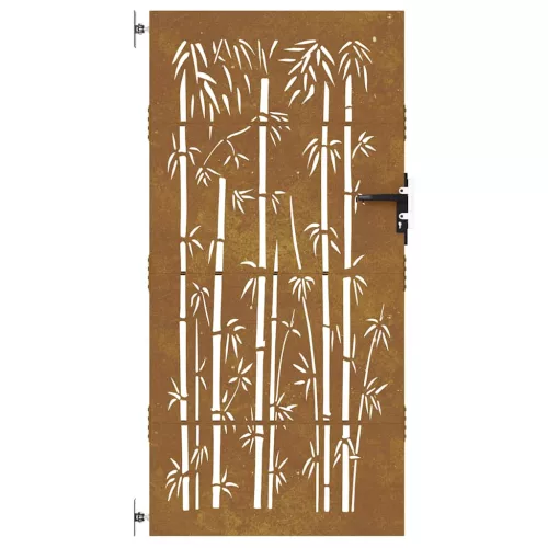  bambuszmintás corten acél kerti kapu 85 x 175 cm