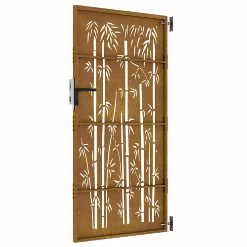  bambuszmintás corten acél kerti kapu 85 x 175 cm