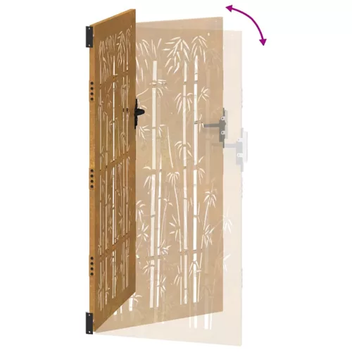  bambuszmintás corten acél kerti kapu 85 x 175 cm