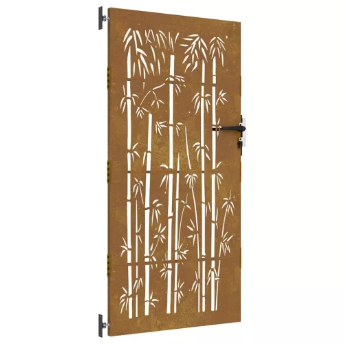  bambuszmintás corten acél kerti kapu 85 x 200 cm
