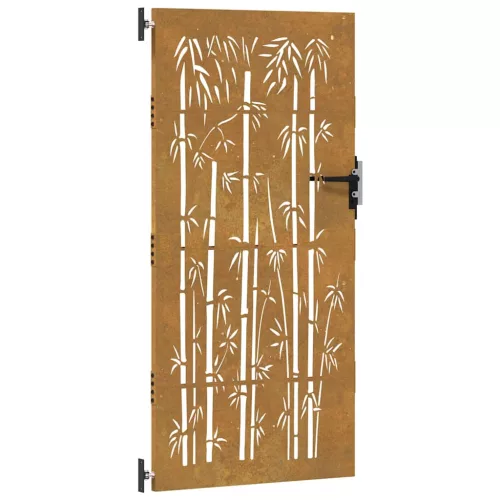  bambuszmintás corten acél kerti kapu 85 x 200 cm