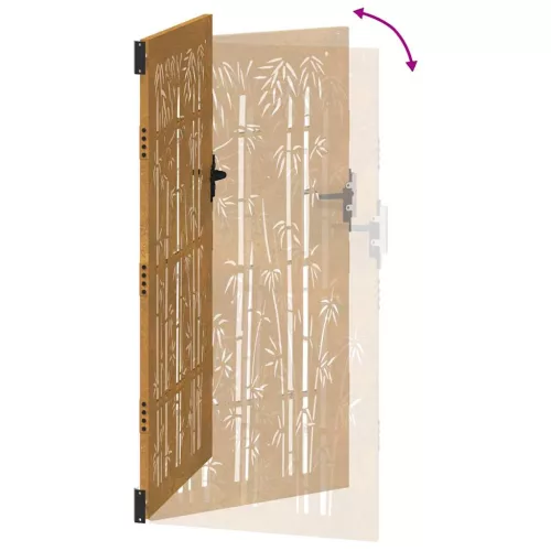  bambuszmintás corten acél kerti kapu 85 x 200 cm