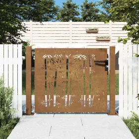  bambuszmintás corten acél kerti kapu 105 x 80 cm
