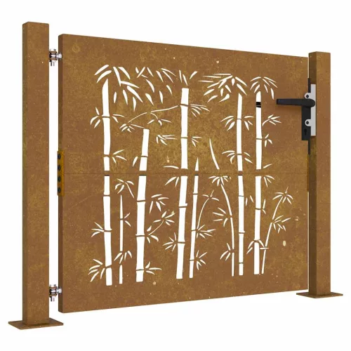  bambuszmintás corten acél kerti kapu 105 x 80 cm