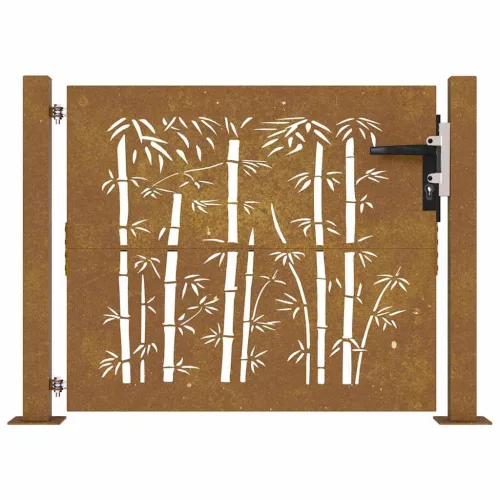  bambuszmintás corten acél kerti kapu 105 x 80 cm