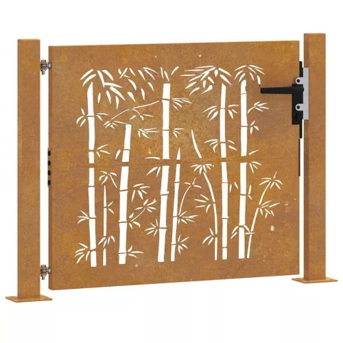  bambuszmintás corten acél kerti kapu 105 x 105 cm