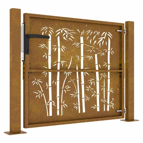  bambuszmintás corten acél kerti kapu 105 x 105 cm