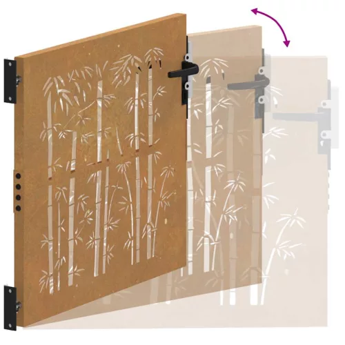  bambuszmintás corten acél kerti kapu 105 x 105 cm