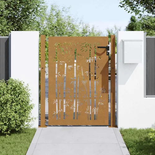  bambuszmintás corten acél kerti kapu 105 x 130 cm