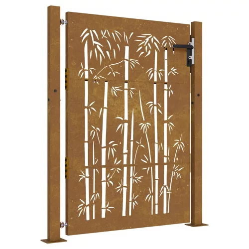  bambuszmintás corten acél kerti kapu 105 x 130 cm