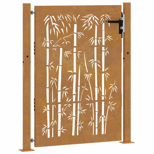  bambuszmintás corten acél kerti kapu 105 x 130 cm