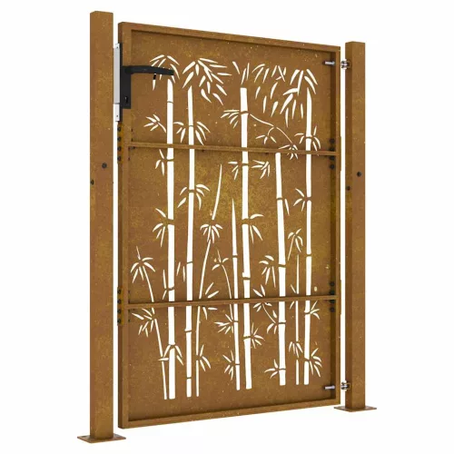  bambuszmintás corten acél kerti kapu 105 x 130 cm
