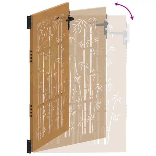  bambuszmintás corten acél kerti kapu 105 x 130 cm