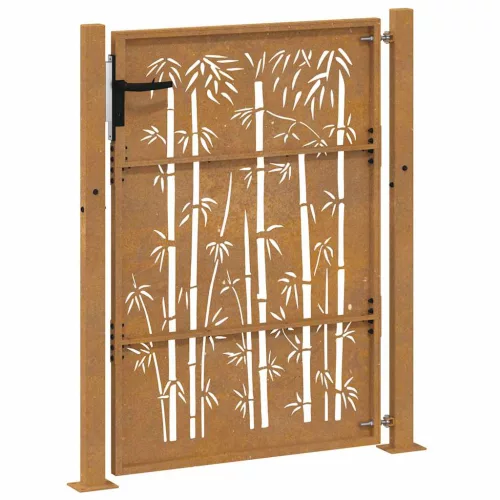  bambuszmintás corten acél kerti kapu 105 x 155 cm