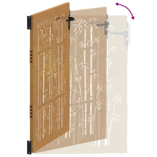  bambuszmintás corten acél kerti kapu 105 x 155 cm