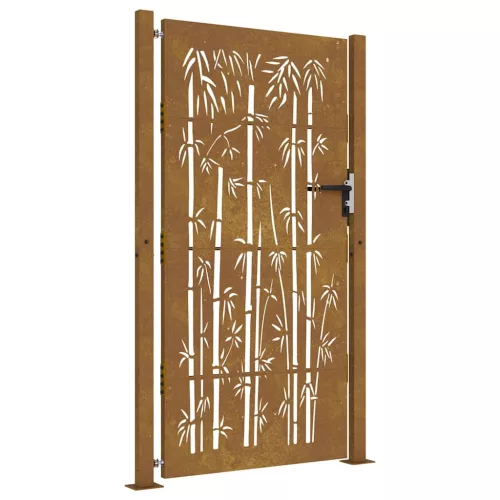  bambuszmintás corten acél kerti kapu 105 x 205 cm