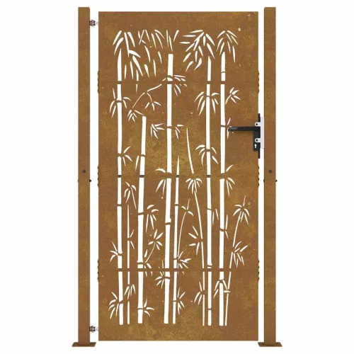 bambuszmintás corten acél kerti kapu 105 x 205 cm