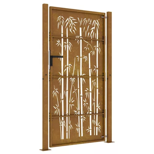  bambuszmintás corten acél kerti kapu 105 x 205 cm