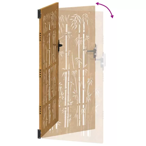  bambuszmintás corten acél kerti kapu 105 x 205 cm
