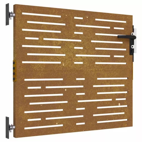  négyszögmintás corten acél kerti kapu 85 x 100 cm