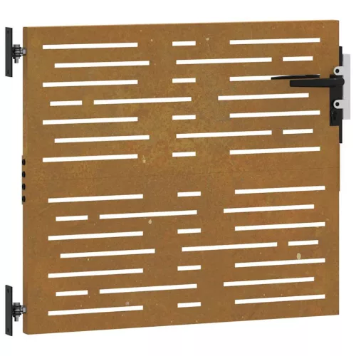  négyszögmintás corten acél kerti kapu 85 x 100 cm