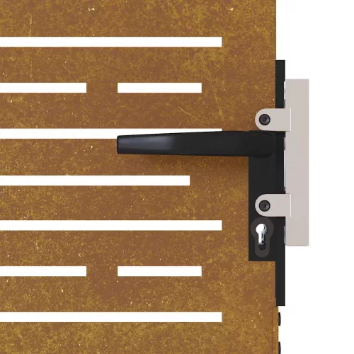  négyszögmintás corten acél kerti kapu 85 x 125 cm